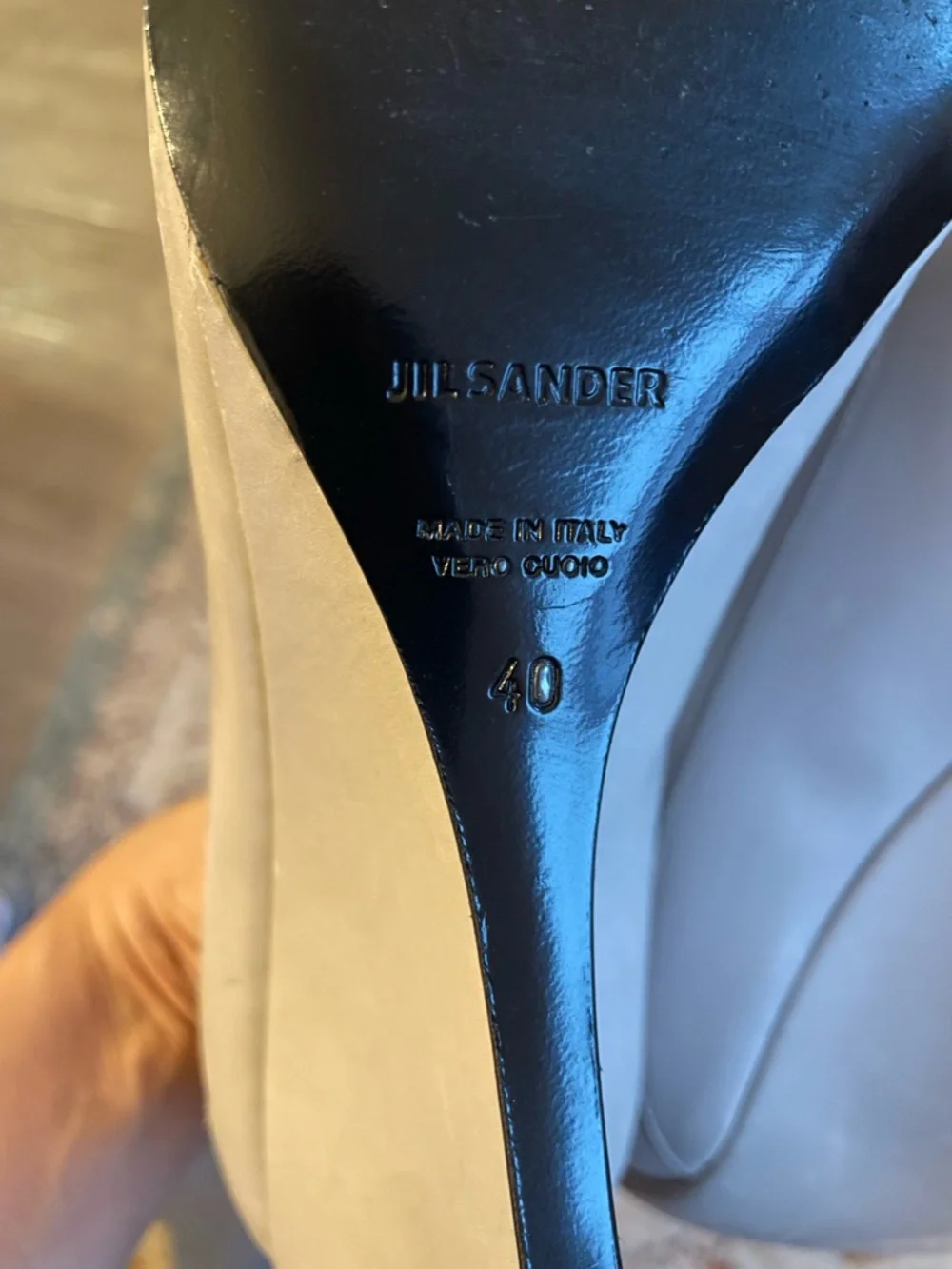 Jil Sander Neutral Beige (Sand) Leather Oxford Wedge Lace-Up Pumps - Picture 8 of 12